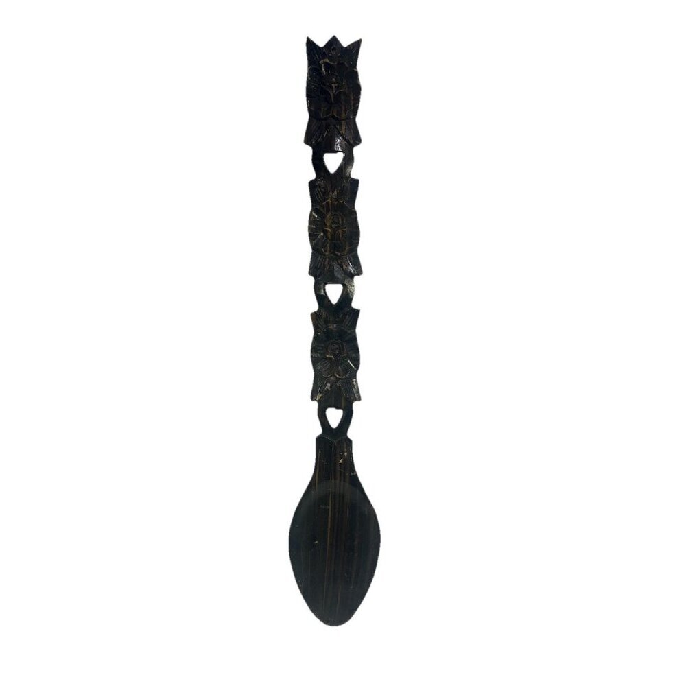Vintage Hand-Carved Wooden Spoon Wall Decor 35” MCM Retro Mid Century 70s
